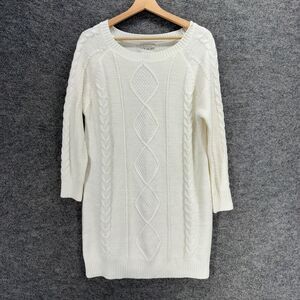 New Cozy Casual Sweater Dress Women S/M White Short Long Sleeve Acrylic Casual